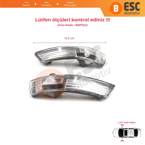 Ford Focus 2007-2020 Mondeo MK4 2007-2015 1872845 1872847 İçin Yan Ayna Sinyali Beyaz Sağ ve Sol 