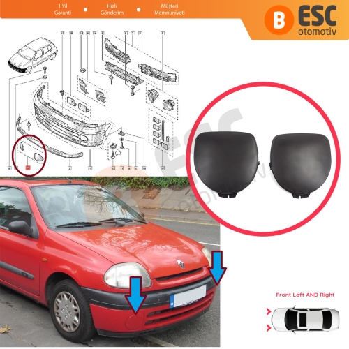Renault Clio MK2 BB CB SB Faz 1 1998-2002 7701205718 için Ön Tampon Sol Sağ Sis Far Kapağı