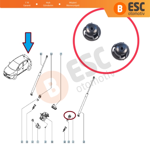 Renault Megane MK4 Laguna MK3 Vel Satis 8200080015 için 2 Adet Arka Bagaj Kapak Amortisör Takozu