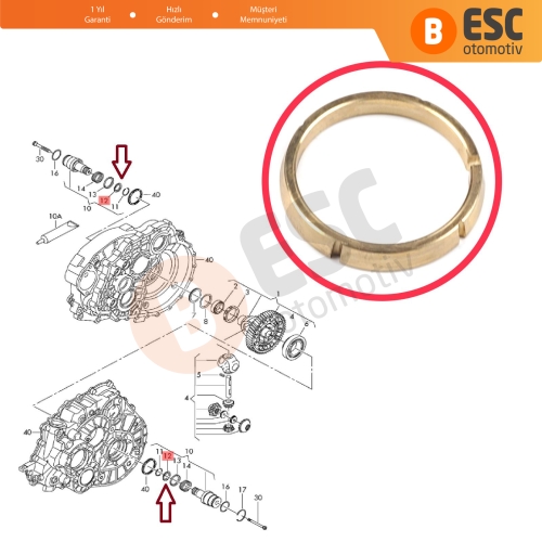 VW Transporter MK5 2003-2016 2.5 TDI İçin Şanzıman Aks Mili Frezesi Konik Halka