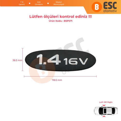 Renault Clio MK2 İçin Siyah 1.4 16V Sağ veya Sol Kapı Bandı Çıta Yazısı 7700438090