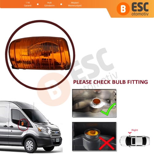 Ford Transit MK8 T18 V363 2013-On 1847390 İçin Yan Ayna Sinyali Turuncu Sağ 