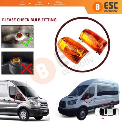 Ford Transit MK8 T18 V363 2013-On 1847390 1847388 İçin Yan Ayna Sinyali Turuncu Sağ ve Sol