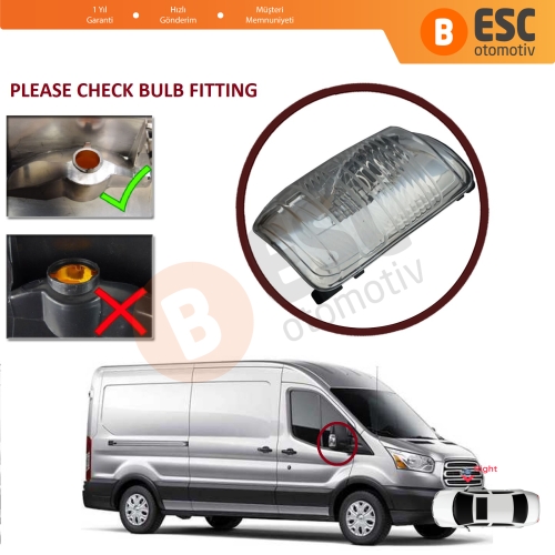 Ford Transit MK8 T18 V363 2013-On 1847389 İçin Yan Ayna Sinyali Beyaz Sağ 