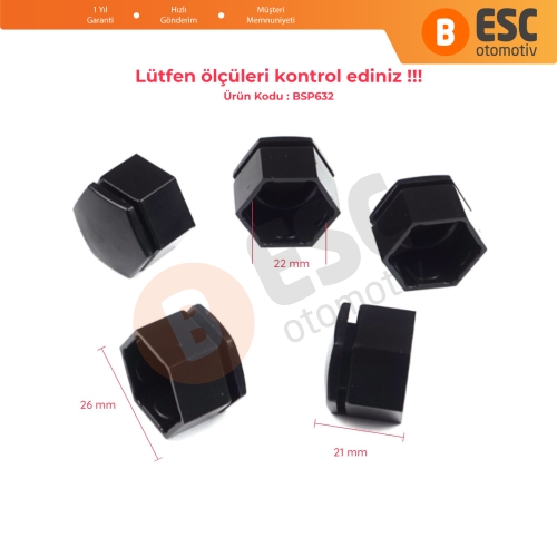 Opel Insignia A G09 2008-2017 13283158 İçin 5 Adet Siyah Plastik Bijon Kapağı 21 mm * 22 mm