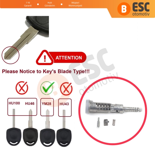 Opel Meriva Zafira Combo Corsa Astra Tigra İçin Kontak Göbek Şaft Ateşleme Kilit Silindir Mili YM28