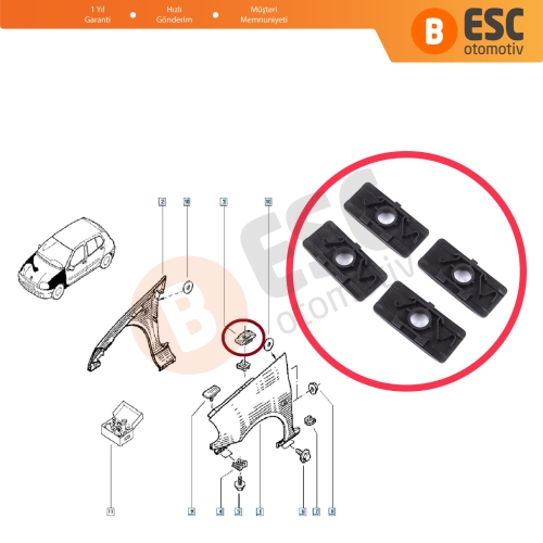 Renault Clio Ypsilon MK2 Espace MK4 Thalia Scenic Megane MK1 7700412158 İçin 4 Adet Ön Çamurluk Tespit Bağlantı Klips Parçası VİDASIZ