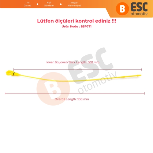 Peugeot Citroen 1.4 HDI Ford 1.4 TDCI Mazda 1.4 CD Motor 1331073 İçin Yağ Ölçüm Çubuğu 500 mm