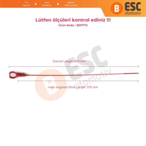Ford Focus C-Max Fusion Mondeo Fiesta 1.6 TDCI Motor 3M5Q6750EA İçin Yağ Ölçüm Çubuğu 570 mm