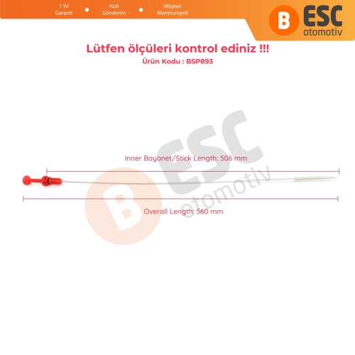 Citroen Berlingo C3 Saxo Xsara Peugeot 106 206 306 307 117475  İçin Yağ Ölçüm Çubuğu 506 mm