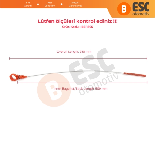 Peugeot Citroen 1.4 HDI Ford 1.4 TDCI Mazda 1.4 CD Motor 1331073 İçin Metal Yağ Ölçüm Çubuğu 500 mm