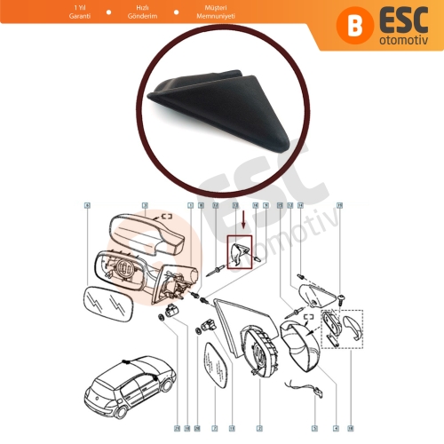 Renault Megane 2 için Dış Ayna Çamurluk Bakaliti 8200073430 31