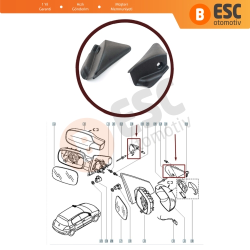 Renault Megane 2 için Dış Ayna Çamurluk Bakaliti 8200073430 31