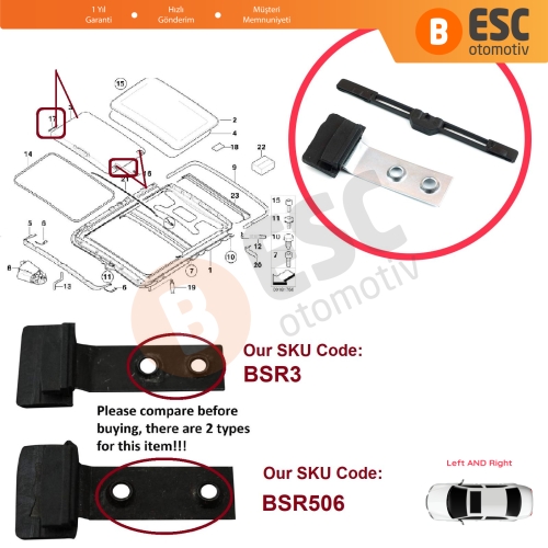 BMW 3 Series E46 1997-2003 Makyajsız Kasa 54138246025 54138246027 için Sunroof Perde Güneşlik Sol ve Sağ Kayar Kızak Çıta Bakalit Klipsi
