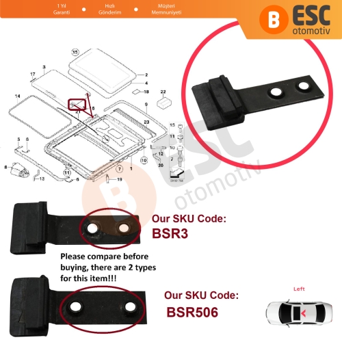 BMW 3 Serisi E46 1997-2003 Makyajsız Kasa 54138246027 için 1 Adet Sunroof Perde Güneşlik Sol Kayar Kızak Çıta Bakalit Klipsi