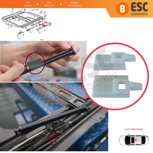 BMW 3 Serisi E36 E46 7 Serisi E38 54128119747 54128119748 için 2 Adet Sunroof Sürgülü Tavan Kılavuz Rayı Kaldırma Kolu Klips Braketi Sol Sağ