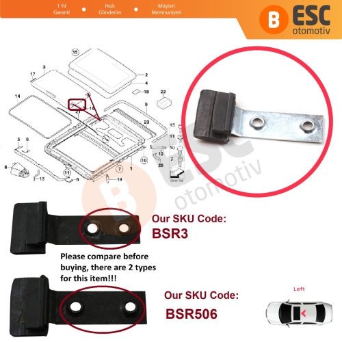 BMW 3 Serisi E46 2003-2006 Makyajlı Kasa 54137134516 için 1 Adet Sunroof Perde Güneşlik Sol Kayar Kızak Çıta Bakalit Klipsi