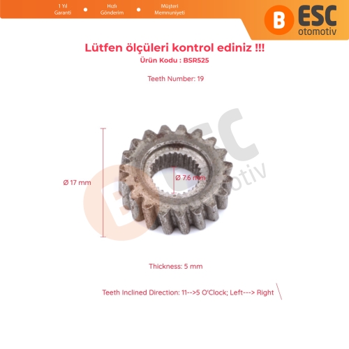  Land Rover Freelander MK1 I L314 1997–2006  İçin Sunroof Motor Tamir Metal Dişlisi 19 Diş