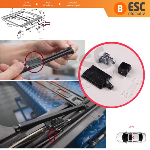 BMW 3 Serisi E36 E46 7 Serisi E38 54128119747 için 4 Parça Sunroof Sürgülü Tavan Kılavuz Rayı Kaldırma Kolu Tamir Seti Sol