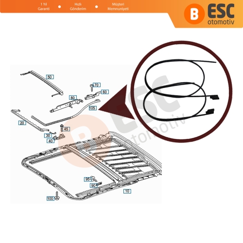 Mercedes W203 W211 C209 C215 C219 İçin Sunroof Tamir Teli A2157800589