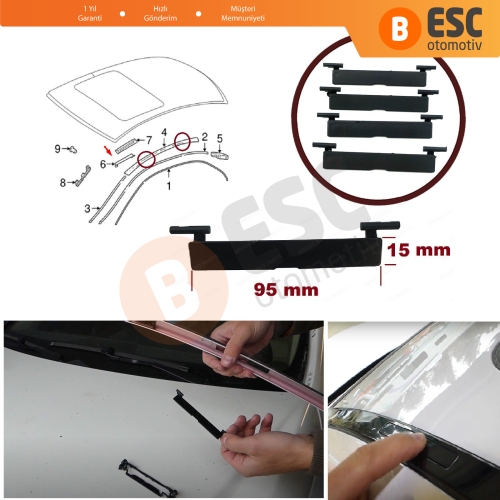 Mercedes C Class W204 İçin 4 Adet Tavan Oluk Çıta Port Kapak 2046983530 95 mm*15 mm