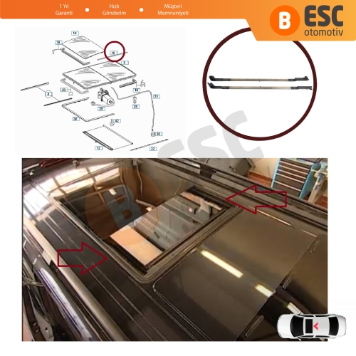 Mercedes Vito W639 için Sunroof Panoramik Cam Ray Tamir Seti 000782000