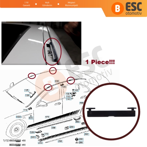 Mercedes E W213 S213 İçin Tavan Oluk Çıta Port Kapağı 95*12 mm A2136900182