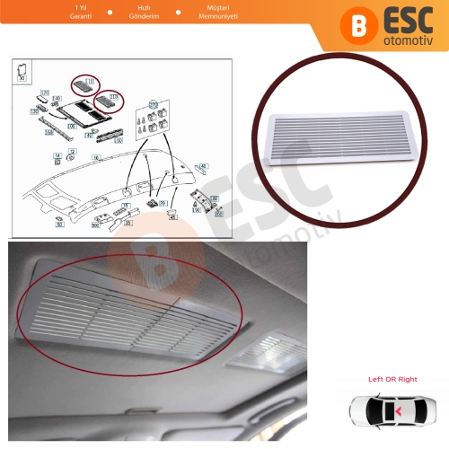 Mercedes W202 W203 W208 W209 W210 W211 W215 W219 W220 W240 W140 A2117840644 için 1 Adet Sunroof Perde Tavan Havalandırma Izgarası Açık Gri