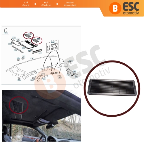 Mercedes W202 W203 W208 W209 W210 W211 W215 W219 W220 W240 W140 için 1 Adet Siyah Sunroof Perde Tavan Havalandırma Izgarası A2117840644