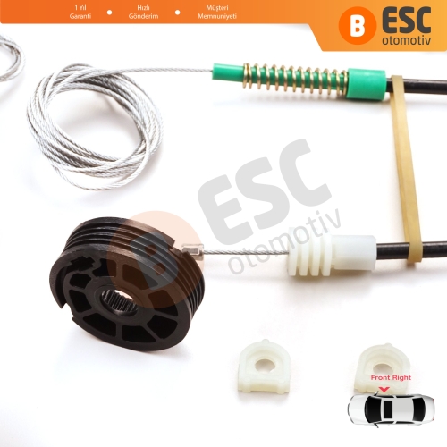Volvo C70 MK1 872 1996-2002 2-Kapı Coupe 9467885 İçin Sağ Cam Kriko Tamir Seti