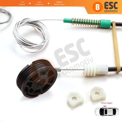 Volvo C70 MK1 872 1996-2002 2-Kapı Coupe 9467885 İçin Sağ Cam Kriko Tamir Seti