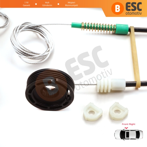Volvo C70 MK1 872 1996-2002 2-Kapı Coupe 9467885 İçin Sağ Cam Kriko Tamir Seti
