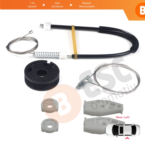 Renault Megane MK1 EA0/1 1996-2003 Cabriolet Convertible 7700848450 İçin Elektrikli Arka Sol Cam Kriko Tamir Seti