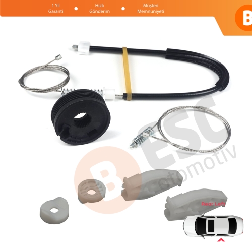 Renault Megane MK1 EA0/1 1996-2003 Cabriolet Convertible 7700848450 İçin Elektrikli Arka Sol Cam Kriko Tamir Seti