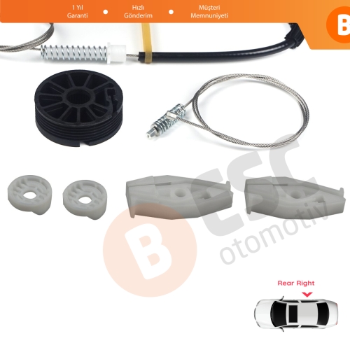 Renault Megane 1 CC 1995-2002 İçin Arka Sağ Cam Kriko Seti