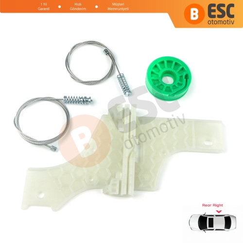 Peugeot 508 MK1 W23  8D 8E 2010-2018 4/5 Kapı 9224H9 İçin Elektrikli Arka Sağ Cam Kriko Tamir Seti