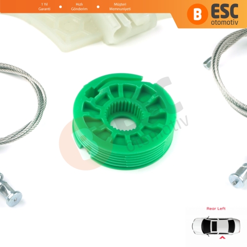 Peugeot 508 MK1 W23  8D 8E 2010-2018 4/5 Kapı 9223H6 İçin Elektrikli Arka Sol Cam Kriko Tamir Seti