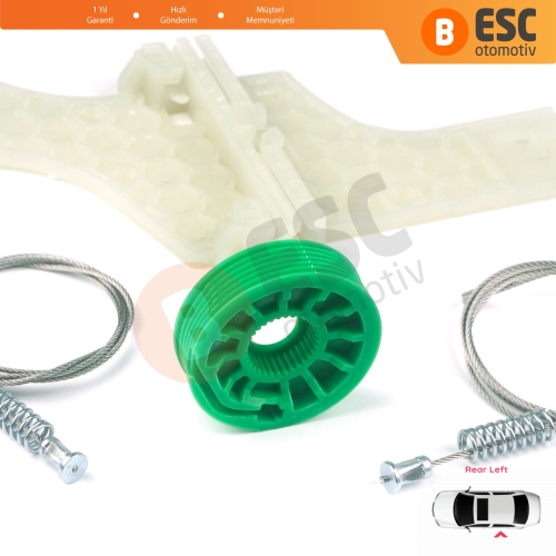 Peugeot 508 MK1 W23  8D 8E 2010-2018 4/5 Kapı 9223H6 İçin Elektrikli Arka Sol Cam Kriko Tamir Seti