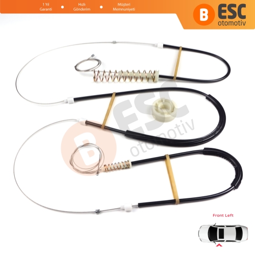 BMW 5 Serisi E39 04/1999-2004 4/5 Kapı Makyajlı Kasa 51338236860 İçin Ön Sol Kapı Cam Kriko Tamir Seti