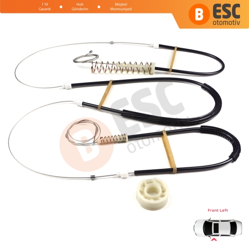 BMW 5 Serisi E39 04/1999-2004 4/5 Kapı Makyajlı Kasa 51338236860 İçin Ön Sol Kapı Cam Kriko Tamir Seti