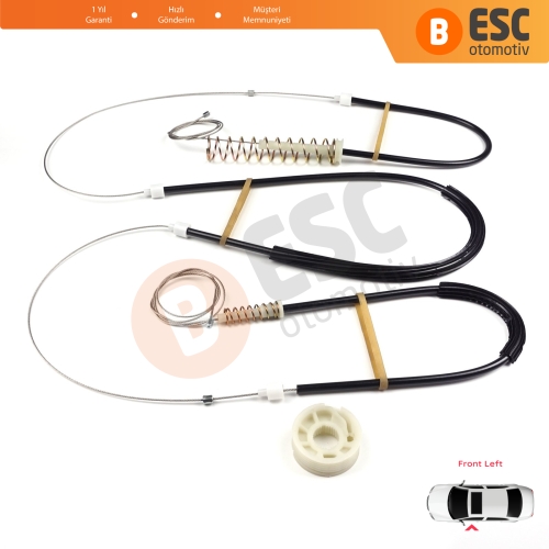 BMW 5 Serisi E39 04/1999-2004 4/5 Kapı Makyajlı Kasa 51338236860 İçin Ön Sol Kapı Cam Kriko Tamir Seti