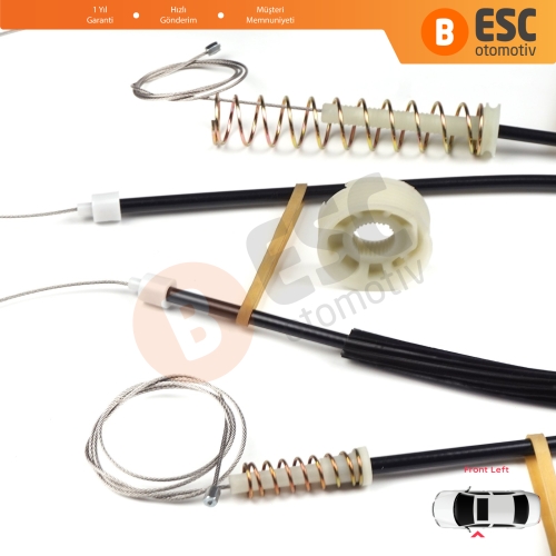 BMW 5 Serisi E39 04/1999-2004 4/5 Kapı Makyajlı Kasa 51338236860 İçin Ön Sol Kapı Cam Kriko Tamir Seti