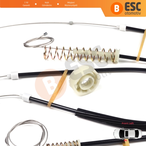 BMW 5 Serisi E39 04/1999-2004 4/5 Kapı Makyajlı Kasa 51338236860 İçin Ön Sol Kapı Cam Kriko Tamir Seti