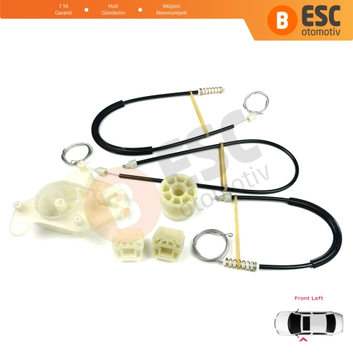 VW Transporter T5 Caravelle Multivan 2003-2015 7H0837753 İçin Ön Sol Kapı Cam Kriko Tamir Seti