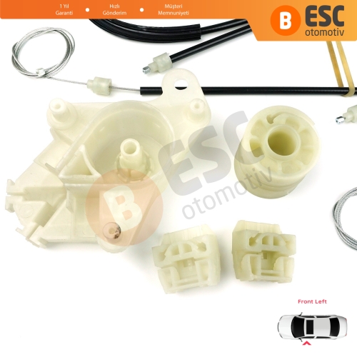 VW Transporter T5 Caravelle Multivan 2003-2015 7H0837753 İçin Ön Sol Kapı Cam Kriko Tamir Seti