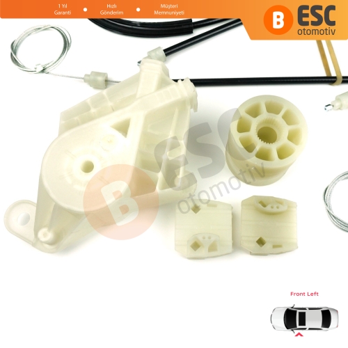 VW Transporter T5 Caravelle Multivan 2003-2015 7H0837753 İçin Ön Sol Kapı Cam Kriko Tamir Seti