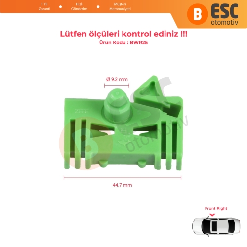 Peugeot 306 1992-2003 4/5 Kapı Hatchback Sedan SW 9221C1 İçin Elektrikli Ön Sağ Cam Kriko Tamir Klipsi