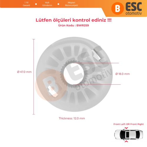 VW Audi Skoda Seat 7L0837461 8E0839461 İçin Ön-Arka Sağ veya Sol Kapı Cam Kriko Makarası 