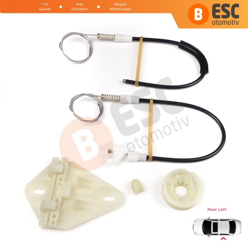 Renault Megane MK1 X64 1996-2003 4/5 Kapı 7700834343 İçin Arka Sol Kapı Cam Kriko Tamir Seti