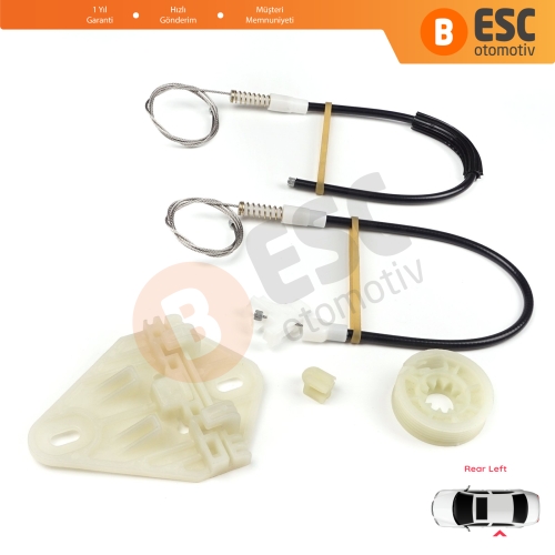 Renault Megane MK1 X64 1996-2003 4/5 Kapı 7700834343 İçin Arka Sol Kapı Cam Kriko Tamir Seti